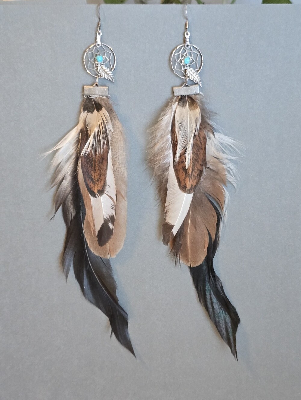 New! Feather Dreamcatcher Earrings Handcrafted  Boho Native Made Jewelry